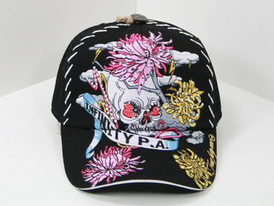 Skull & Flower Rhinestone Cap