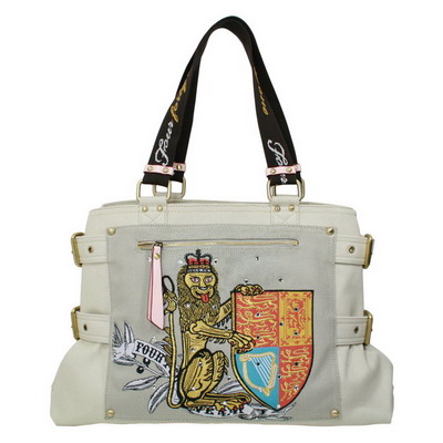 Standing Lion & Shield Travel Tote with swarovski stone