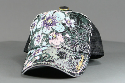 Floral Brush Rhinestone Cap