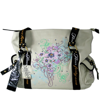 Floral Brush Travel Tote with swarovski stone